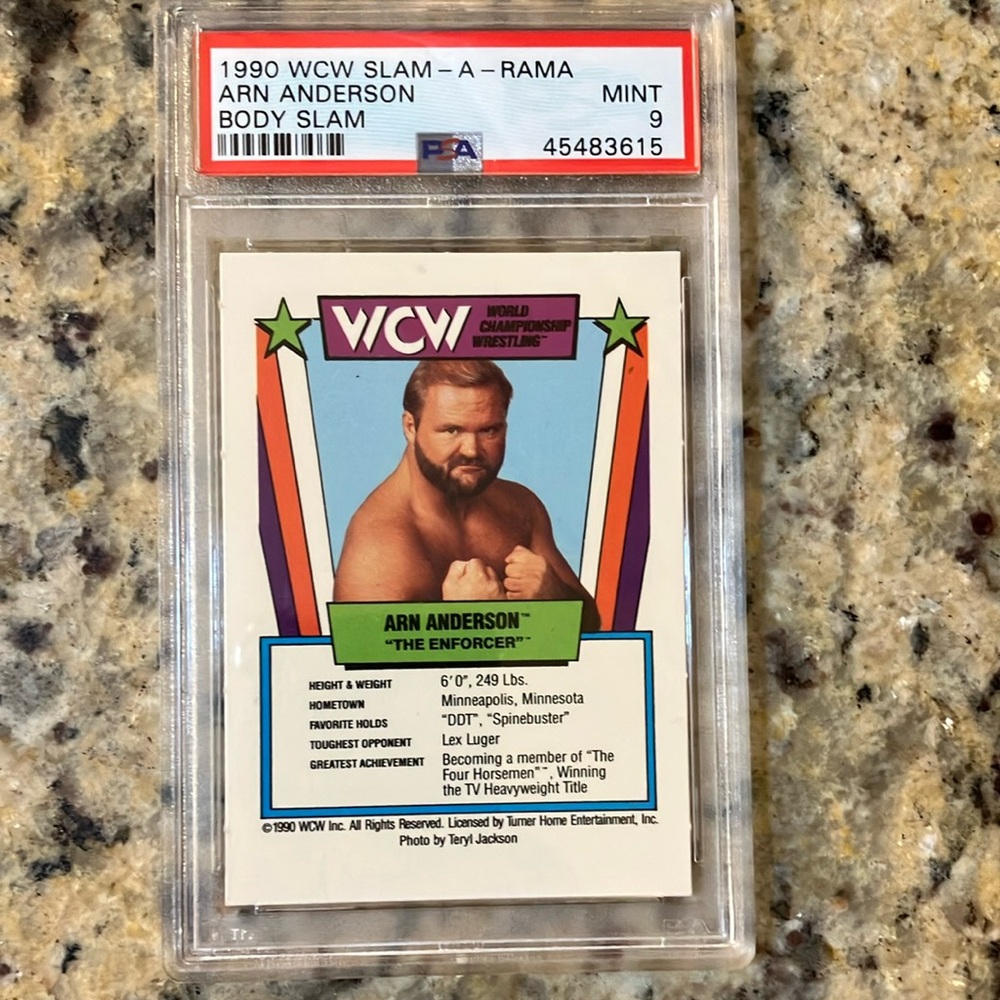 1990 Slam Trading Card - Arn Anderson Body Slam PSA Mint 9